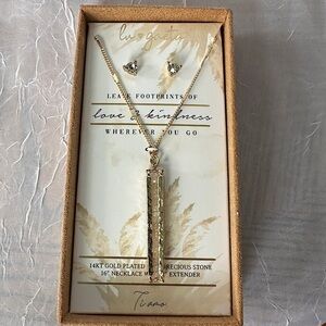 3/$20 💥 14kt Gold Plated Semi Precious Stone Necklace Earrings Jewlery Gift Set